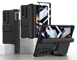 Cas de téléphone portable Armure antichoc pour Samsung Galaxy Z Fold 4 5G Slide Pen Slot Support de charnière magnétique pour Fold4 W2210147629602