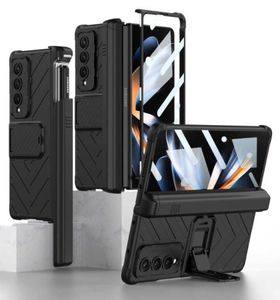 Cas de téléphone portable Armure antichoc pour Samsung Galaxy Z Fold 4 5G Slide Pen Slot Support de charnière magnétique pour Fold4 W2210143755541
