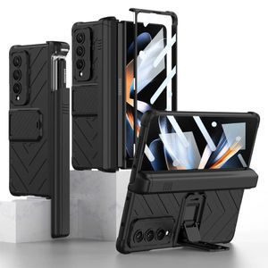 Mobiele telefoons schokbestendig pantser voor Samsung Galaxy Z vouw 4 5G schuifpenslot magnetische scharnierbeugelstand voor FOLD4 W221014