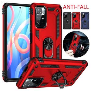 Mobiele Telefoon Gevallen Schokbestendig Armor Metalen Ring Case Voor Xiaomi Redmi Note 11 10 Prime 9 Pro Max 11S 11T 10T 9T 10C 9S 10S 5G 9A 9C 8 8T Lite Cover L230731