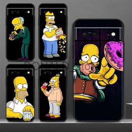 Estuches para teléfonos celulares Simpsons family fun Estuche a prueba de golpes para Google Pixel 7 6 Pro 6a 5 5a 4 4a XL 5G Silicona Soft Black Phone Cover J230620