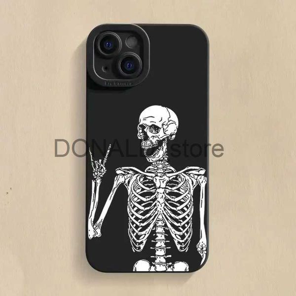 Cajas de teléfonos celulares Skeleton Skull Funda de teléfono de silicona suave para iPhone 11 12 13 14 15 Pro Max X XS XR 7 8 Plus SE2 Mini Parachoques a prueba de golpes Contraportada J240118