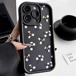 Condities voor mobiele telefoons Kleine Bloem Liquid Silicone Case voor iPhone 11 Case iPhone 12 13 14 15 Pro Max XS X XR 7 8 Plus SE 2020 2022 Schokbestendige hoes J240418