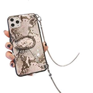Étuis de téléphone portable Snake Pattern Bandoulière Portefeuille pour iPhone 13 12 Pro XR X 8 7 Plus D S20 Ultra avec lanière de chaîne Fashion Shell Designer Cover 3M49