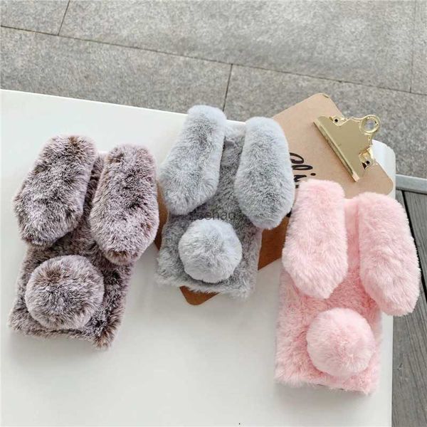 Étuis de téléphone portable Étui de téléphone en peluche souple pour Xiaomi Redmi Note 12 11 11S 10 9 9S 8T 8 7 6 5 Pro 4 4X 12s Furry Rabbit Bunny Warm Fur CoverL240105