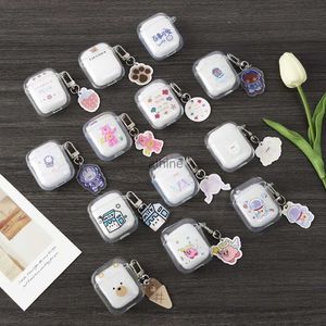 Mobiele telefoonhoesjes Zachte TPU-oortelefoonhoesjes Leuke transparante hoofdtelefoonbeschermhoes voor AirPods 1/2 Shell met ornamenten YQ240117