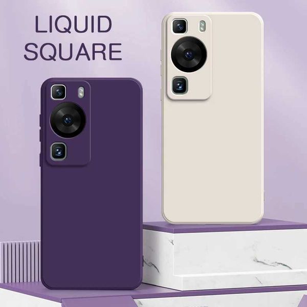 Cas de téléphones portables Étui de téléphone en silicone liquide pour Huawei P60 Pro Soft 360 Couverture mobile protectrice Habillage de mode Huaweip60 P60pro 240423