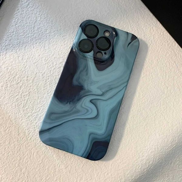 Cas de téléphones portables Élégant coque en marbre bleu élégant PC Chic pour iPhone 15 14 13 Pro max de la couverture de téléphone pour 12 Mini 11 Pro Max X XS CAPA J240426