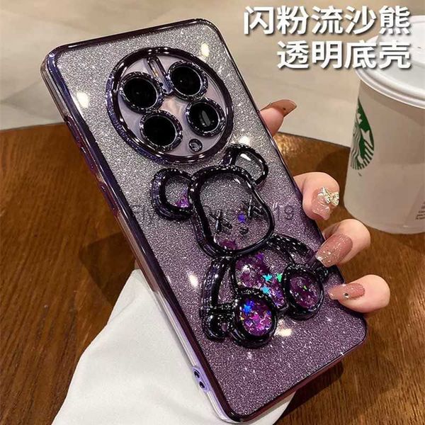 Étuis de téléphone portable Convient pour Huawei Mate60Pro coque de téléphone galvanoplastie sables mouvants violence ours gloire 90 dégradé paillettes P60 étui de protection HKD230913