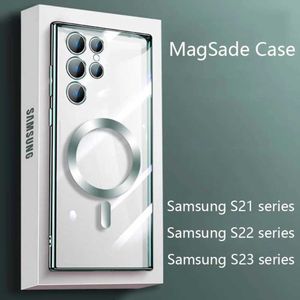 Cas de téléphones portables adaptés à Samsung S23 Case de téléphone mobile Aspiration magnétique S22ultra Transparent 21 plus Anti-Drop S24U Soft Soft Soft 240423 Anti-Drop S24U 240423