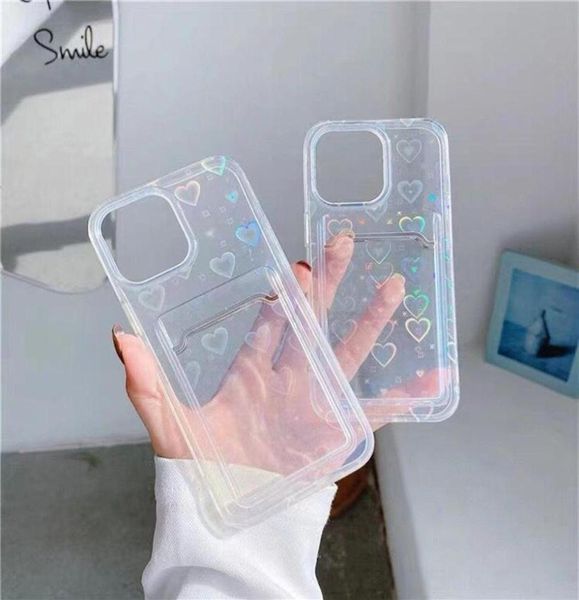 Étuis de téléphone portable doux en forme de coeur carte transparente TPU bord droit pour iphone 11 12 13 Pro252I7480458