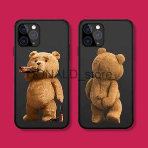 Cas de téléphone portable Teddy Bear Couple Cartoon Cas de téléphone givré pour iPhone 15 14 13 12 11 Pro MAX X XS Max XR Mini SE2022 6S 7 8 Plus Black Case J1206