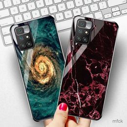 Étuis de téléphone portable Étui en verre trempé pour 10 caisses Funda de luxe 10c 9 9a 8a 7a 7 Coque de couverture de téléphone peint en marbre