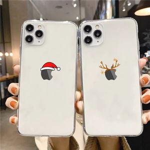 Mobiele telefoon hoesjes Transparant Cartoon Nieuwjaar Kerst Creatieve Kerstman Case voor iPhone 11 12 13 14 15 Pro Max X XS XR 7 8 Plus SE 2 Cover 231010