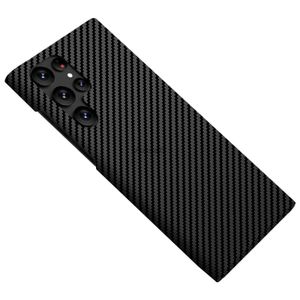 Cas de téléphone portable Ultra Slim Fit Carbon Fiber Texture Pattern PC Case pour Samsung Galaxy S22 S23 Plus Business Couverture antichoc Conque yq240330