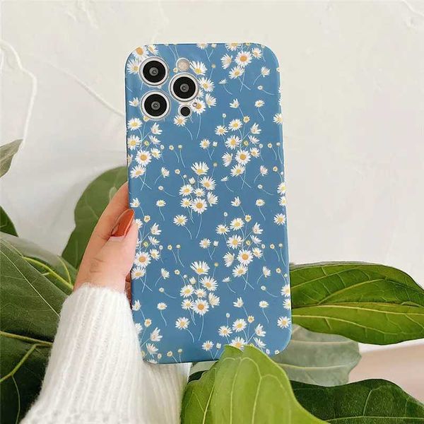 Cas de téléphone portable Vintage Daisy Flowers Téléphone Boîtier pour téléphone 15 14 13pro 11 12 Pro Max XR XS MAX 7 8 plus SE 12 MINI MINI COUVERCE SILICON