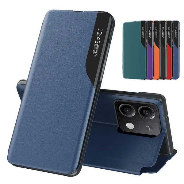 Cas de téléphone portable Fenêtre Magnétique Flip Téléphone pour Mi Redmi Note 13 Pro Plus 5G Book Livre Holder Anti-Fall Cover Funda Shell Coque 240423