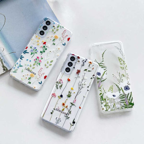 Cajas del teléfono celular Mujer Flores lindas Caja del teléfono para Samsung Galaxy S22 Plus S21 Ultra S20 FE S10 Nota 20 A12 A13 A32 A52 A72 A82 5G Cubierta de TPU suave Z0324