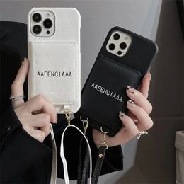 Cajas de teléfonos celulares para mujer de lujo Corssbody Phonecase Carta Teléfonos Cubiertas Diseñador Caja de teléfono de moda para Iphone15 14Pro 15 14Pro Max 13 Promax 11Pro Alta calidad 2SHE