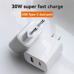 Mobiele telefoonladers 30W European American Standard Charger geschikt voor iPhone 15 Samsung S24 Huawei Tablet snel opladen Portable Travel oplaadhoofd USB Type C