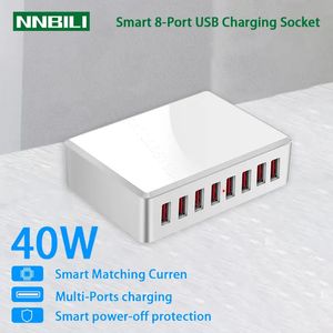 Cargadores de teléfonos celulares 40W 8 Ports USB Carger adaptador de cargador Hub Estation