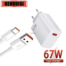 Chargeurs de téléphone portable Chargeur USB 67W chargeur rapide pour 11 13 16 Samsung Galaxy S22 S23 adaptateur de chargeur mural chargeur de téléphone portable charge rapide