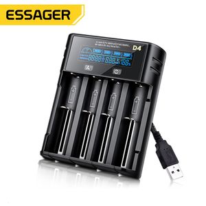 Mobiele telefoonladers Essager 18650 Batterijlader Universal Oplaadbare batterij opladen voor AA AAA Lithium Li Ion USB Batterijen Lader 4 2 Slot 230206