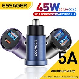 Chargeurs de téléphone portable Essager 30W USB Car Charger Quick Charge4.0 PD 3.0 SCP 5A USB Type C Car Charge rapide 230922