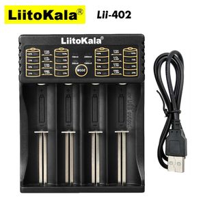 Cargadores de teléfonos celulares LiitoKala Lii-402 Cargador de batería inteligente 1.2V 3.7V 3.2V 3.85V AAAAA para baterías 18490 18350 17670 17500 16340 14500 10440 230206