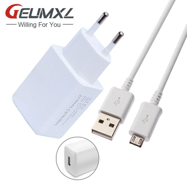 Cargadores de teléfono móvil Nuevo puerto USB 2.4A Cargador de viaje UE + Cable de datos USB micro para Samsung Galaxy J1 (2016) J120F