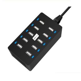 Chargeurs de téléphone portable Adaptateur de chargeur USB Mtiple 40W Charge de bureau intelligente 10 ports MTI appareil mobile pour Huawei Drop Delivery Pho Dhmez