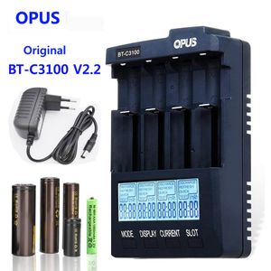 Cargadores de teléfono celular OPUS BT-C3100 V2.2 LCD Cargador de batería inteligente para Li-ion NiCd NiMH AA AAA 10440 14500 18650 21700 LiFePO4 Baterías recargables 230206