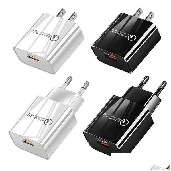 Cargadores de teléfonos celulares Qualcomm 3.0 Carga rápida Carga rápida Enchufe de EE. UU. Cargador de pared de la UE 5V / 3A 9V / 2A 12V / 1.6A Adaptador para Lg Huawei Drop Dh5Ci