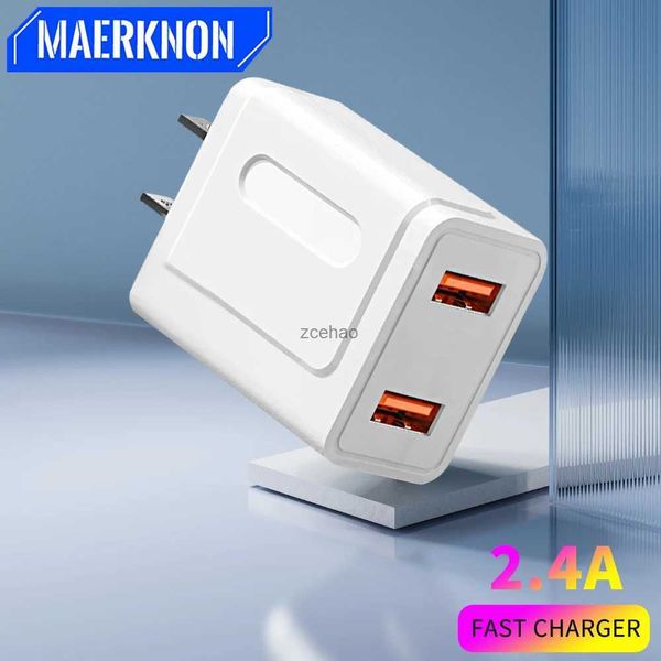 Cargadores de teléfono celular Cargador de pared USB universal para Samsung 5V 2.4A Adaptador de carga de viaje USB de doble puerto Cargador de teléfono móvil con enchufe UE / EE. UU.