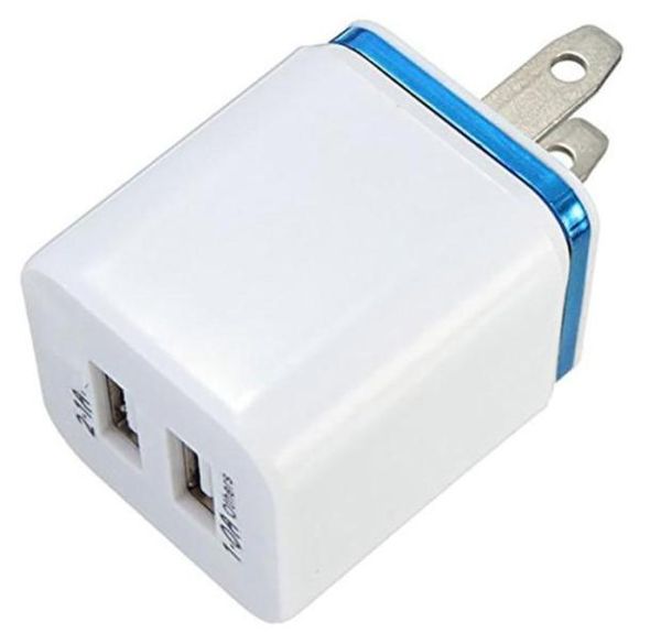 Cargadores de teléfonos celulares Enchufe de EE. UU. 2A Adaptador de cargador de pared USB dual Carga de 2 puertos para iphone 7 8 X HTC Samsung huawei xiaomi1981008