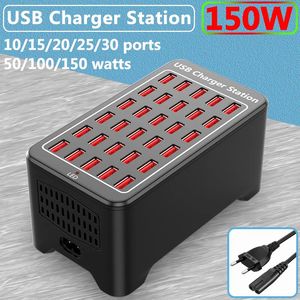 Chargeurs de téléphone portable Chargeur USB 10 15 20 25 30 Ports HUB 150W universel mur bureau Station de charge rapide Dock pour adaptateur secteur Mobile 231019