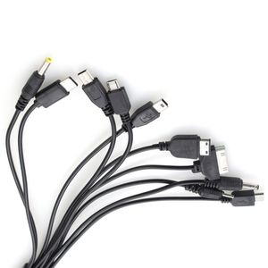 Cable de carga para teléfono celular 10 en 1 Puerto USB 2.0 A Macho a enchufe múltiple Cable de carga multifunción Línea alámbrica