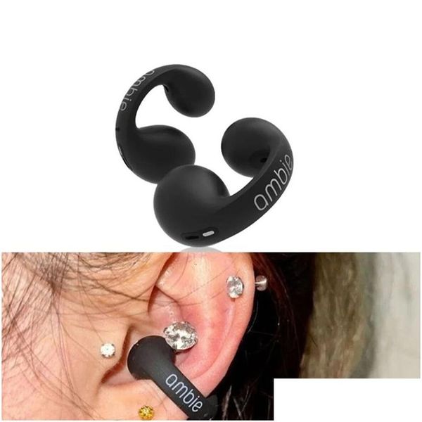 Écouteurs de téléphone portable 1 copie pour Ambie Sound Earcuffs Oreille Conduction osseuse Boucle d'oreille sans fil Bluetooth Auricares Casque TWS Sport Earb Dhiwk