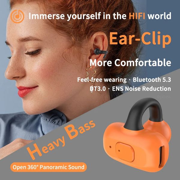 Écouteurs de téléphone portable 4ème génération Concept de conduction osseuse Bluetooth Écouteur Mini Clip d'oreille Boucle d'oreille HIFI Stéréo TWS Sports Gaming Casque sans fil avec micro 231128