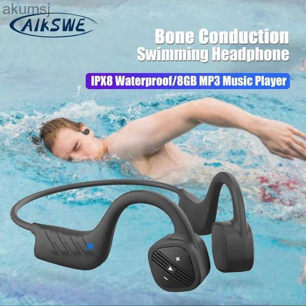 Écouteurs téléphone portable AIKSWE casque de natation à Conduction osseuse Bluetooth écouteur sans fil 8GB IPX8 étanche lecteur de musique MP3 casque de Sport de plongée YQ240304