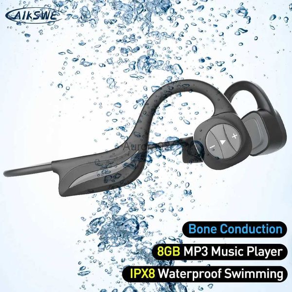 Auriculares para teléfono celular AIKSWE Auriculares de conducción ósea Auriculares inalámbricos Bluetooth 8GB IPX8 Reproductor de música MP3 a prueba de agua Natación Buceo Auriculares deportivos YQ240219