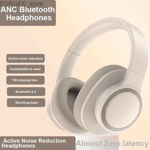 Écouteurs de téléphone portable ANC Headphones Bluetooth HeadsetSesets Active Bruit Réduction des écouteurs Great Bass Music Game Sport Écouteurs pliables Y240407