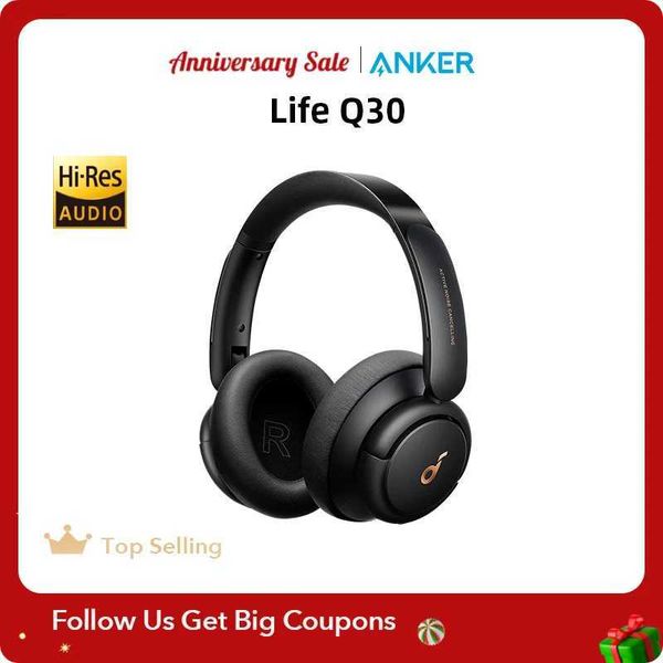 Auriculares para teléfono celular Anker Soundcore Life Q30 Híbridos Cancelación activa de ruido Auriculares inalámbricos Bluetooth multimodo Sonido de alta resolución 40H Q240321