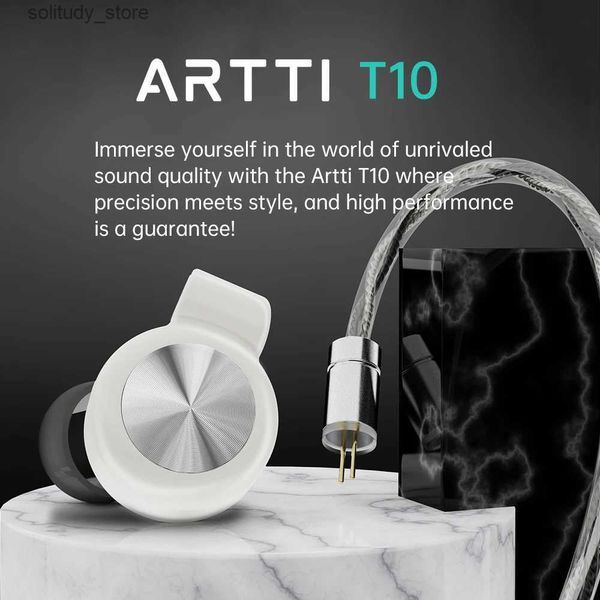 Écouteurs de téléphone portable ARTTI T10 HIFI plat filaire meilleur dans l'oreille IEMs casque 14.2mm pilote stéréo moniteur de basse casque avec 0.78 2pin 4.4/3.5mm câble Q240402