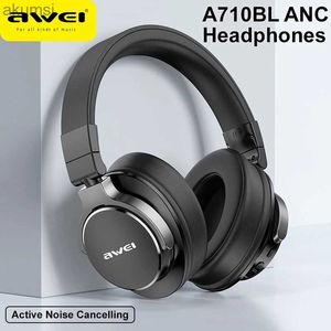 Écouteurs pour téléphones portables Awei A710BL ANC Casque antibruit actif Bluetooth avec audio haute résolution sur l'oreille Casque de jeu sans fil avec microphone YQ240304