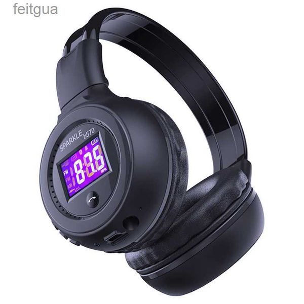 Auriculares para teléfono celular B570 Auriculares Bluetooth Auriculares inalámbricos HiFi Estéreo Bajo Pantalla LCD Tarjeta Micro SD MP3 AUX Reproducción con micrófono YQ240202