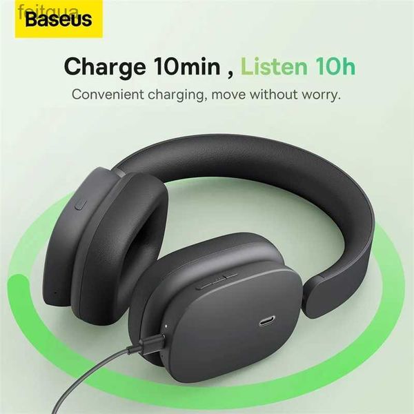 Auriculares para teléfono celular Baseus Bowie H1 Auriculares inalámbricos con cancelación de ruido Auriculares grises Bluetooth 5.2 Auriculares para colocar sobre la oreja YQ240202