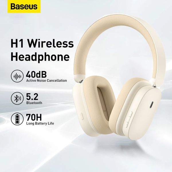 Écouteurs pour téléphone portable Baseus Bowie H1 Casque sans fil 40dB Hybrid Active Noise Cancelling Earphone Bluetooth 52 HiFi Over the Ear Headset 70H Time 230412