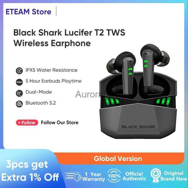 Auriculares para teléfono celular Black Shark Lucifer T2 TWS Auriculares inalámbricos Auriculares Bluetooth 5.2 Auriculares para juegos Modo dual para Black Shark 4 Pro 4S Auriculares YQ231120