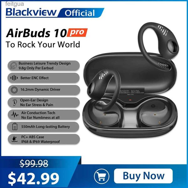 Écouteurs pour téléphones portables Blackview AirBuds 10 Pro basse à Conduction d'air ENC écouteurs casque à oreille ouverte véritable casque stéréo sans fil sport TWS avec micro YQ240202